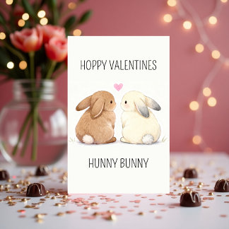 Cute Hoppy Valentines Hunny Bunny Love シーズンカード