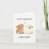 Cute Hoppy Valentines Hunny Bunny Love シーズンカード (正面)