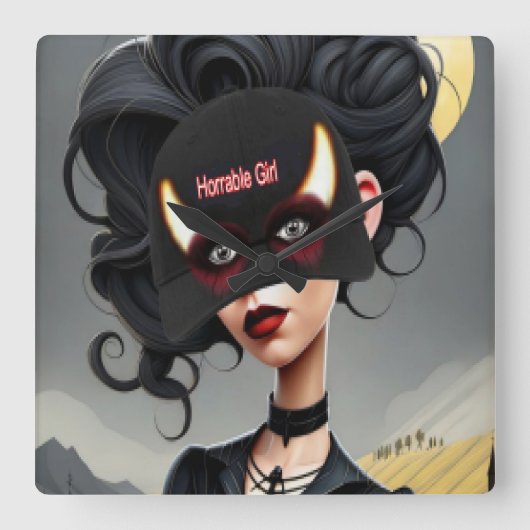 Cute Horrible girl  スクエア壁時計 (正面)