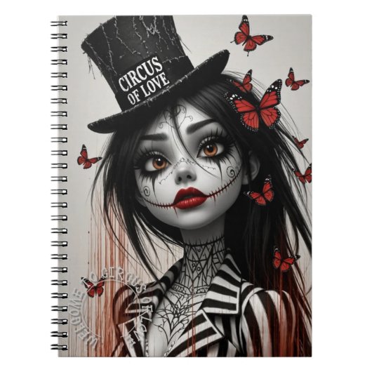 Cute Horror Girl Spiral Notebook – Valentine  ノートブック (正面)