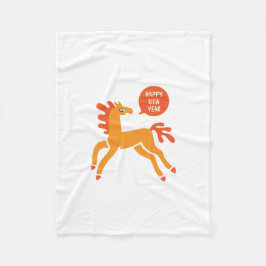 Cute Horse Chinese new year フリースブランケット