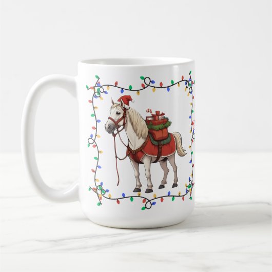 Cute Horse Christmas Mug コーヒーマグカップ (左)