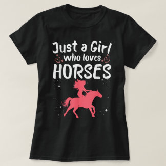 Cute Horse Design Women Girls Horse Riding Tシャツ