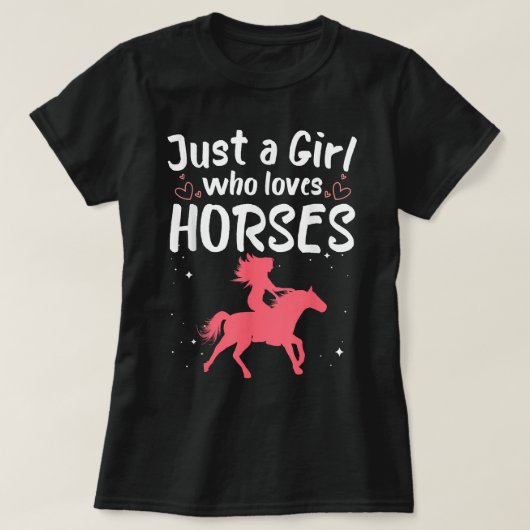 Cute Horse Design Women Girls Horse Riding Tシャツ (デザイン正面)