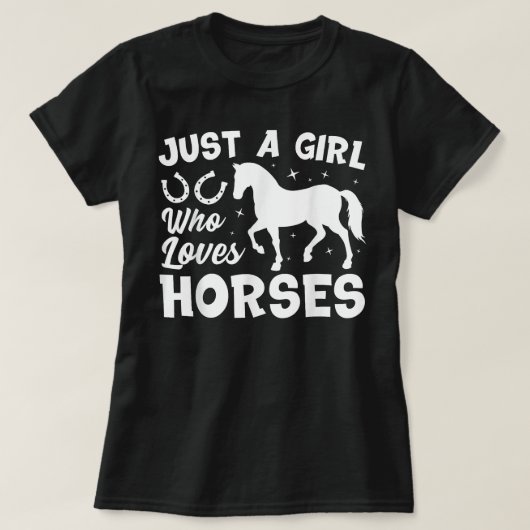 Cute Horse Design Women Girls Horse Riding Tシャツ (デザイン正面)