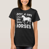 Cute Horse Design Women Girls Horse Riding Tシャツ (正面)