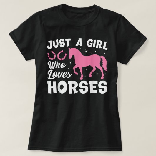 Cute Horse Design Women Girls Horse Riding Tシャツ (デザイン正面)