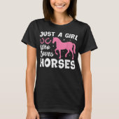 Cute Horse Design Women Girls Horse Riding Tシャツ (正面)
