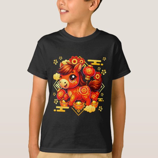Cute Horse Lunar Chinese New Year 2026 Men Women K Tシャツ (正面)