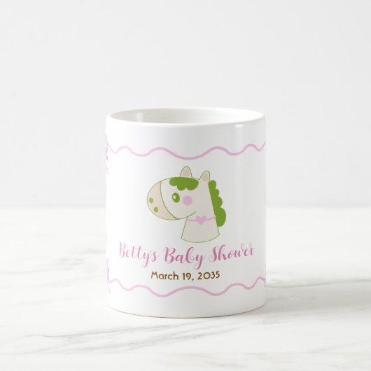 Cute Horse Pink Bow Personalized Girl Baby Shower  コーヒーマグカップ (中央)