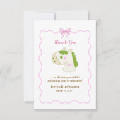 Cute Horse Pink Bow Personalized Girl Baby Shower  サンキューカード (正面)