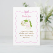 Cute Horse Pink Bow Personalized Girl Baby Shower  サンキューカード (スタンド正面)
