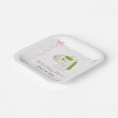 Cute Horse Pink Bow Personalized Girl Baby Shower  ペーパープレート (傾斜あり)