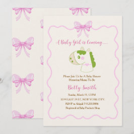 Cute Horse Pink Bow Personalized Girl Baby Shower  招待状