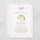 Cute Horse Pink Bow Personalized Girl Baby Shower  招待状 (正面)