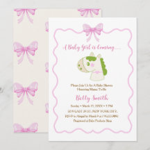 Cute Horse Pink Bow Personalized Girl Baby Shower 