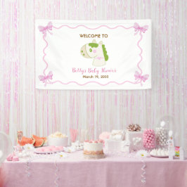 Cute Horse Pink Custom Girl Baby Shower Welcome  横断幕