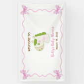 Cute Horse Pink Custom Girl Baby Shower Welcome  横断幕 (縦)