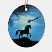 Cute Horse Santa and Reindeer Sleigh Christmas セラミックオーナメント (左)