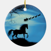Cute Horse Santa and Reindeer Sleigh Christmas セラミックオーナメント (裏面)