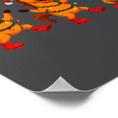 Cute Horse Santa Hat Dancing Lights Christmas Danc ポスター (角)