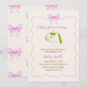 Cute Horse Theme Personalized Girl Baby Shower  招待状 (正面/裏面)