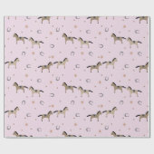 Cute Horses & Horseshoes Kids Birthday Soft Pink ラッピングペーパー (フラット)