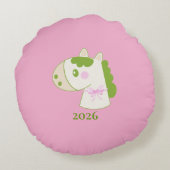 Cute Horses Personalized Pastel Round Pillow ラウンドクッション (裏面)
