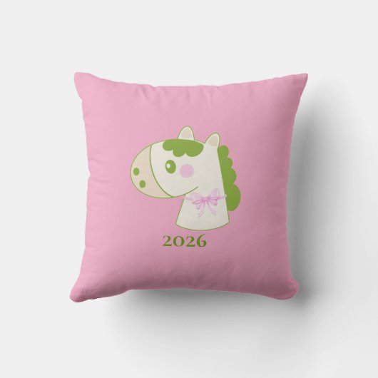 Cute Horses Personalized Pastel Throw Pillow クッション (裏面)