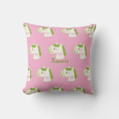 Cute Horses Personalized Pastel Throw Pillow クッション (正面)