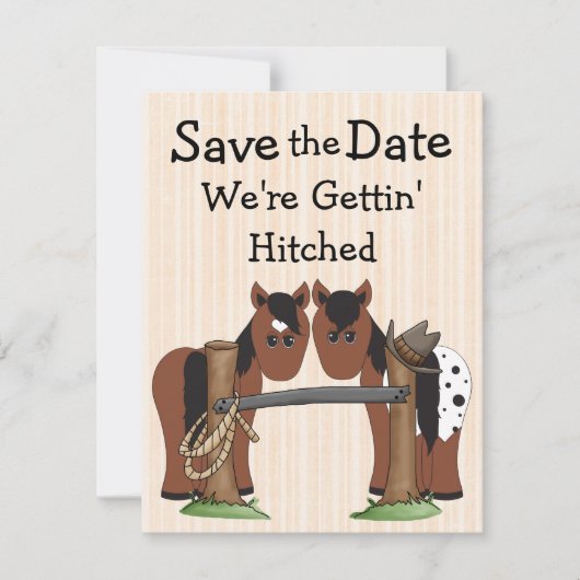 Cute Horses We're Getting Hitched Wedding Save The セーブザデート (正面)