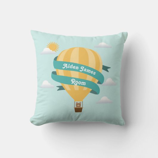 Cute Hot Air Balloon Baby Nursery クッション (正面)