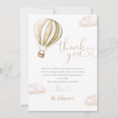 Cute Hot Air Balloon Baby Shower サンキューカード (正面)