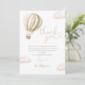Cute Hot Air Balloon Baby Shower サンキューカード (スタンド正面)