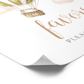 Cute Hot Air Balloon Baby Shower Favors Sign ポスター (角)