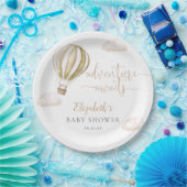 Cute Hot Air Balloon Gender Neutral Baby Shower ペーパープレート (パーティー)