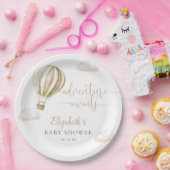 Cute Hot Air Balloon Gender Neutral Baby Shower ペーパープレート (パーティー)