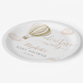 Cute Hot Air Balloon Gender Neutral Baby Shower ペーパープレート (アングル)