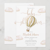 Cute Hot Air Balloon Gender Neutral Baby Shower 招待状 (正面/裏面)