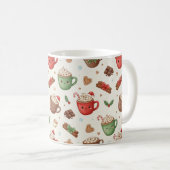 Cute Hot Cocoa Pattern – Festive Illustrated Mugs コーヒーマグカップ (正面右)