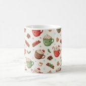 Cute Hot Cocoa Pattern – Festive Illustrated Mugs コーヒーマグカップ (中央)
