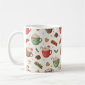Cute Hot Cocoa Pattern – Festive Illustrated Mugs コーヒーマグカップ (左)