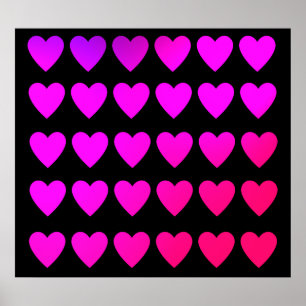 Cute hot pink and purple hearts ポスター