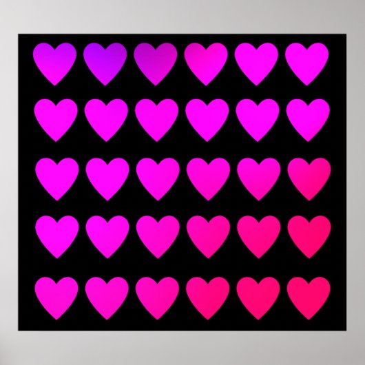 Cute hot pink and purple hearts ポスター (正面)