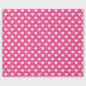 Cute Hot Pink And White Heart Patterned ラッピングペーパー (フラット)