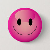 Cute Hot Pink Decora Kei Smiling Emoji 缶バッジ (正面)