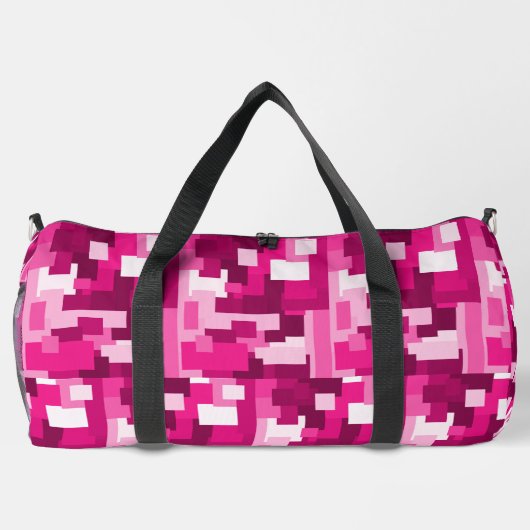 Cute Hot Pink Digital Camo Pattern Girly ダッフルバッグ (裏面)