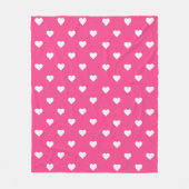Cute Hot Pink with White Hearts  フリースブランケット (正面)