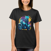 Cute house cat riding on a motorcycle  Christmas Tシャツ (正面)