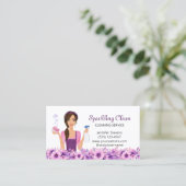 Cute House Cleaning Service Maid Floral 名刺 (スタンド正面)